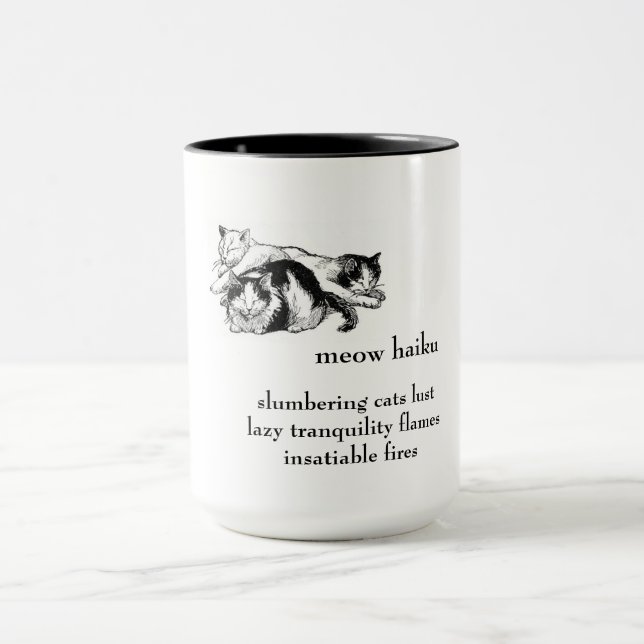 Caneca Gatos De Descanso: Haiku - Bebida Mug (Centro)