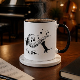 Caneca Gatos de Jazz | Piano | Café Mug