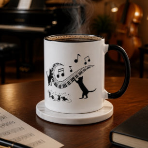 Caneca Gatos de Jazz Piano Café Mug