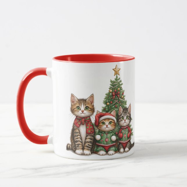 Caneca Gatos de Natal bonitos (Esquerda)