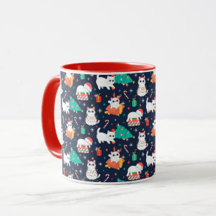 Caneca Gatos de Natal bonitos