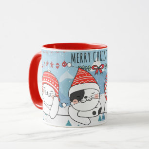 Caneca Gatos de Natal bonitos