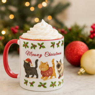Caneca Gatos de Natal Fofos Férias