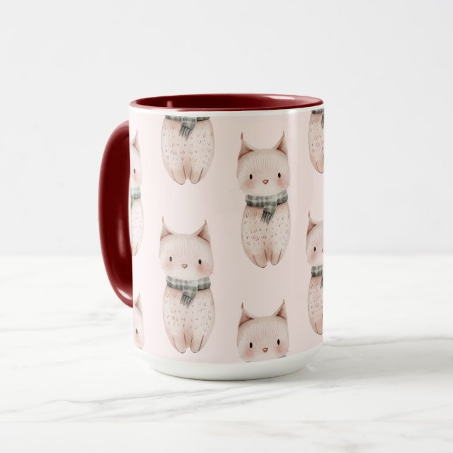 Caneca Gatos de Natal Rosa-Rosa (Frente Esquerda)