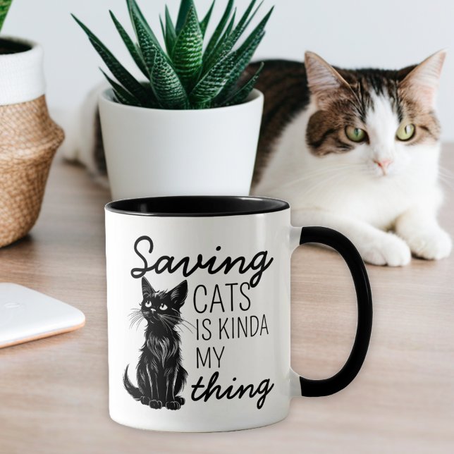 Caneca Gatos de Salvação Pretos (Criador carregado)