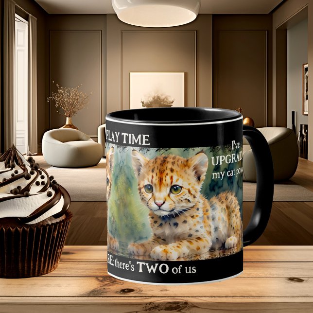 Caneca Gatos De Tigre Para Bebês, Artísticos E Cuecas (A cutes cat mug featuring a painting of two baby tiger kittens)