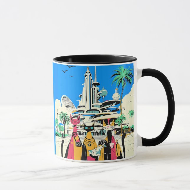 Caneca Gatos em Férias Visitem o Futuro (Direita)