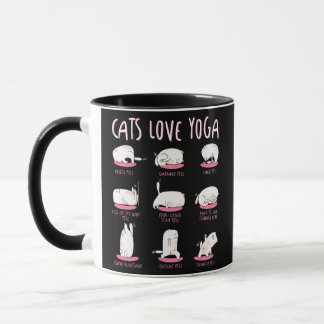 Caneca Gatos Engraçados amam diferentes Posições de Yoga 