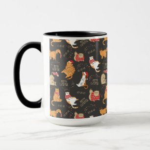 Caneca Gatos Festivos com Luzes Padrão de Natal