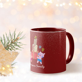 Caneca Gatos festivos e presentes Natal vermelho