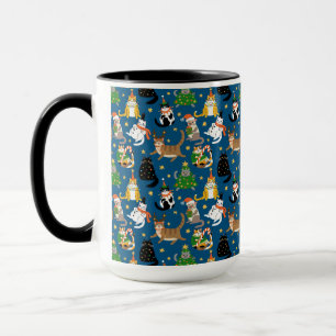 Caneca Gatos Festivos no Padrão de Figurinos de Natal