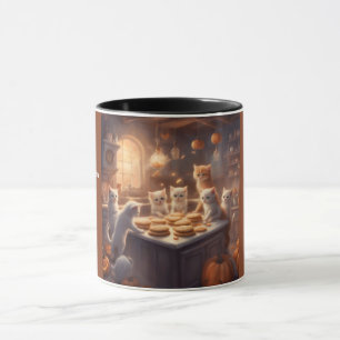 Caneca Gatos Fofos Assam Biscoitos no Halloween