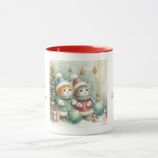 Caneca Gatos fofos de Natal (Centro)