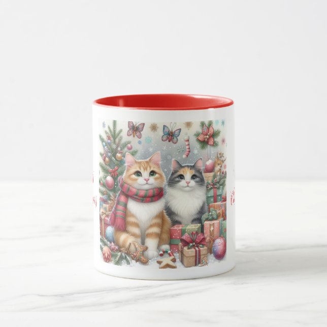 Caneca Gatos fofos de Natal (Centro)