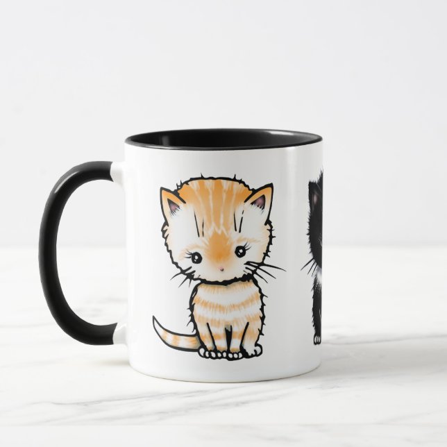 Caneca Gatos Fofos Laranja Tabby Tuxedo Tabby Cinza (Esquerda)
