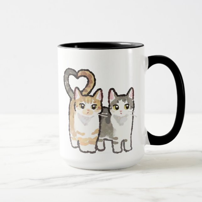 Caneca Gatos Fofos no Coração da Cauda Apaixonados (Direita)