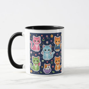 Caneca Gatos Kawaii Fofos Presente de Gato Neko Engraçado