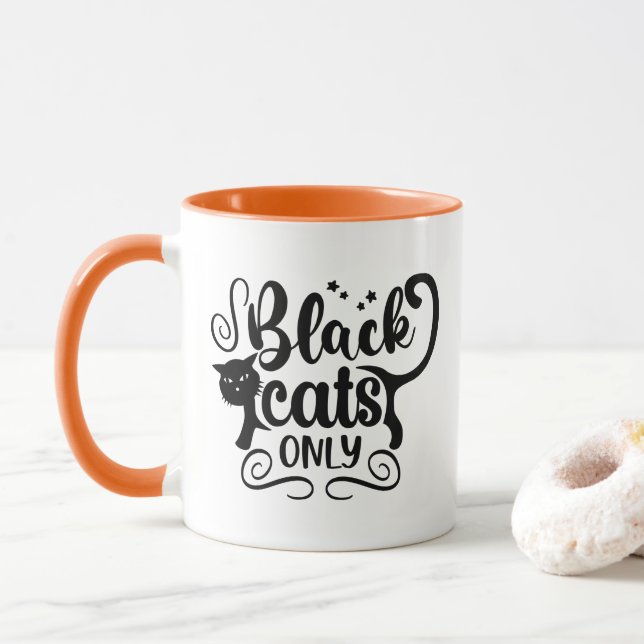 Caneca Gatos Negros Apenas Café Halloween (Com Donut)