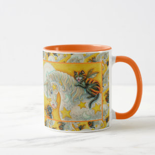 CANECA GATOS NEGROS COM COR UNICORN HALLOWEEN