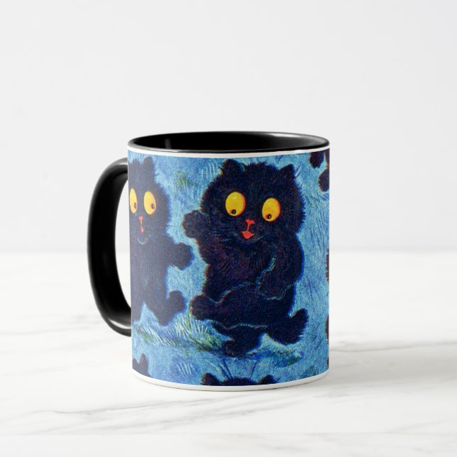 Caneca Gatos Negros Dançando à Lua, Louis Wain (Frente Esquerda)