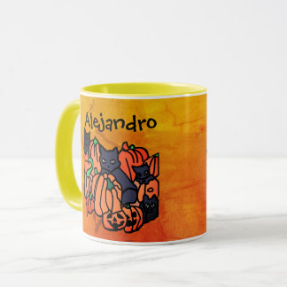 Caneca Gatos Personalizados e Bombas no Halloween