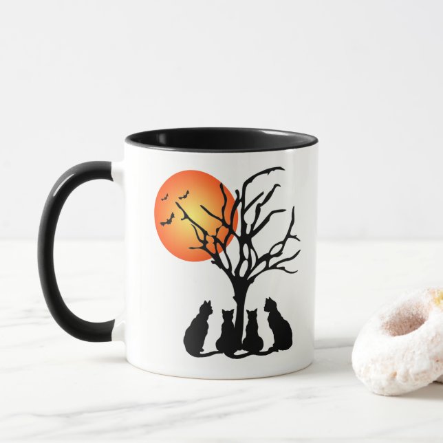 Caneca Gatos Pretos ao Luar (Com Donut)