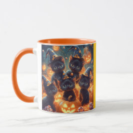 Caneca Gatos Pretos de Halloween