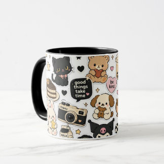 Caneca Gatos Pretos Kawaii – Envoltório Vibrações