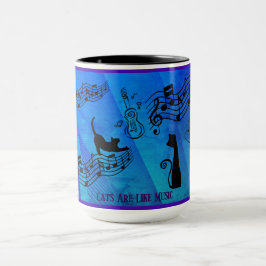 Caneca Gatos São Como Música: Partituras e Guitarras Verd