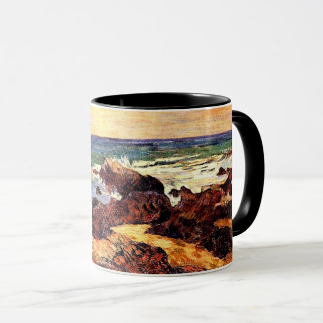 Caneca Gauguin - Rochas e Mar, 1886, pintura (Frente Esquerda)
