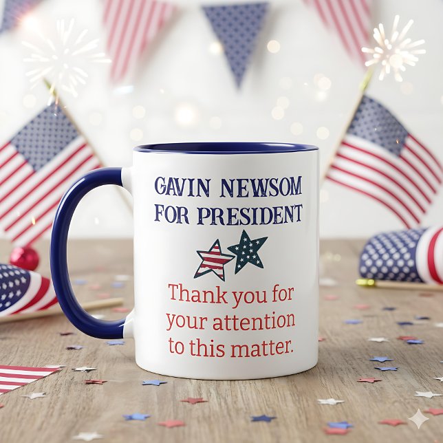 Caneca Gavin Newsom para Presidente | Obrigado pelo seu (Criador carregado)