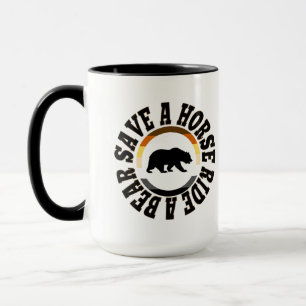 CANECA GAY BEAR SALVAR UM CAVALO DE CAVALO UM URSO