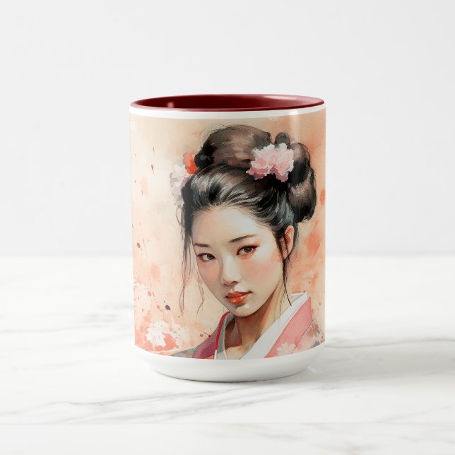 Caneca Geisha - manhã de café design haiku japonês (Centro)
