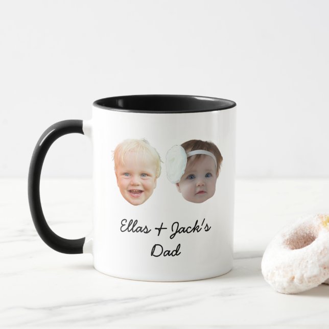Caneca Gêmeos Bebê Rosto Personalizado Presentes Para Mãe (Com Donut)