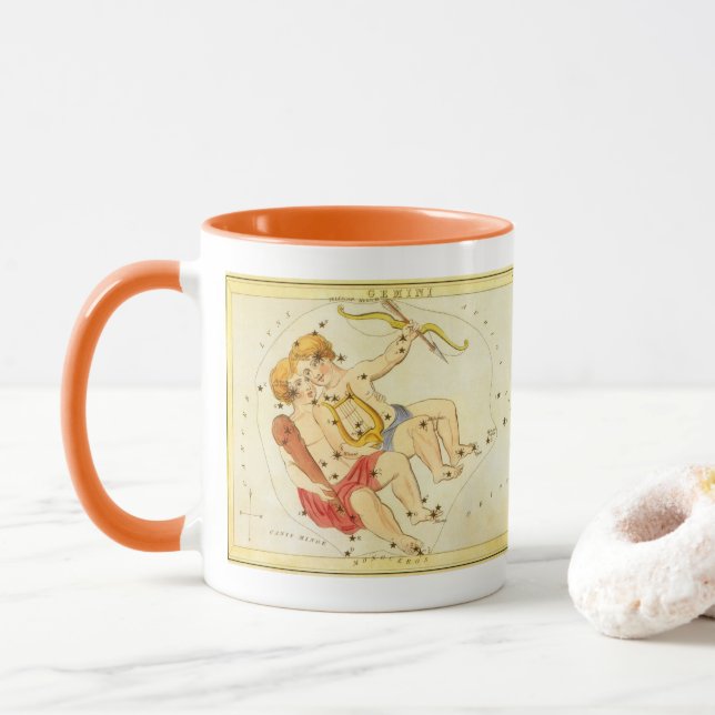 Caneca Gêmeos Gêmeos Vintage Constelação Espelho de Urâni (Com Donut)