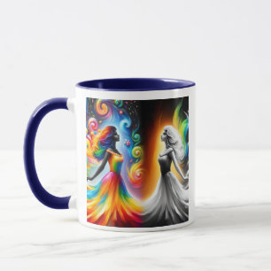 Caneca Gemini Gêmeos Cor e Horóscopo Negro e Branco