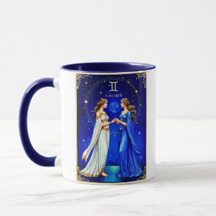 Caneca Gemini gêmeos sob um céu estrelado
