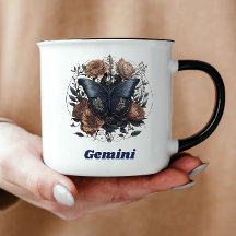 Gemini Zodiac Vintage Art com texto azul escuro