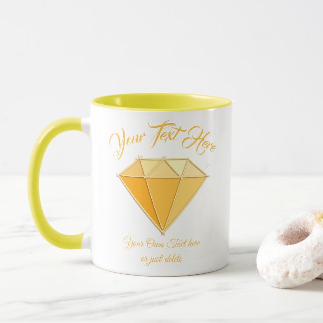 Caneca Gemstone Jewelry Amarelo. Casamento de Ouro 50 (Com Donut)