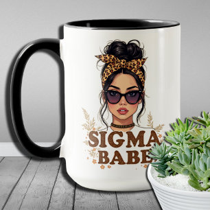 Caneca Gen Z Vibes Sigma Babe GenZ Leopard Messy Bun