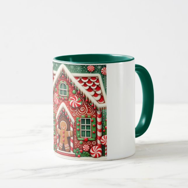 Caneca Gengibre branco, homem e casa (Frente Esquerda)