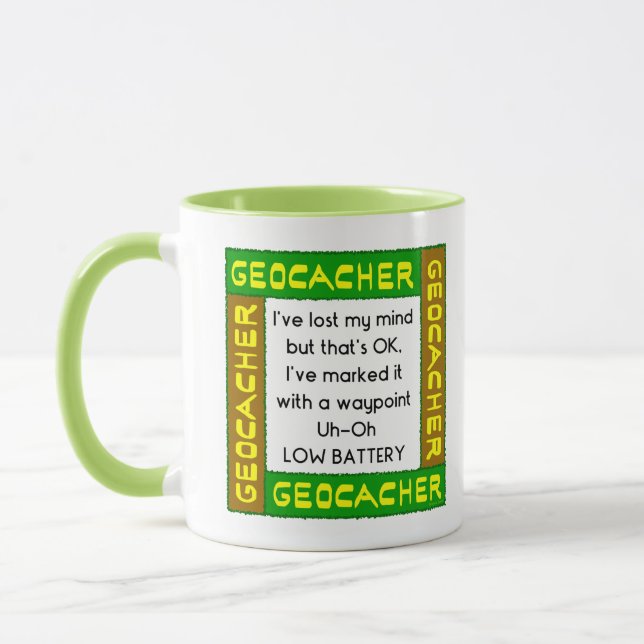 Caneca Geocacher Perdeu A Mente Em Verde (Esquerda)