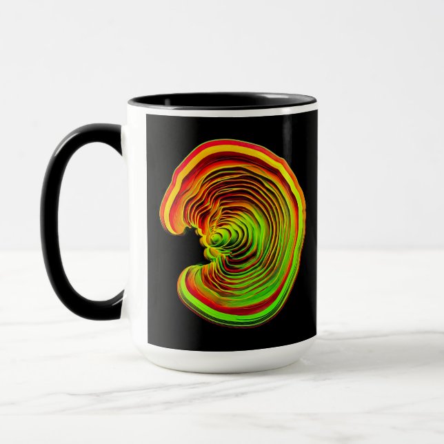 Caneca Geometria Abstrata 3D Em Camadas Térmicas Luminosa (Esquerda)