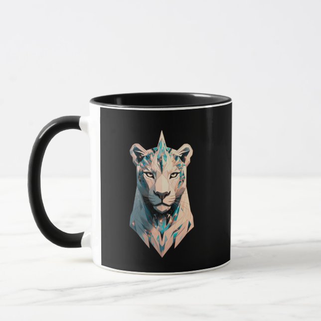 Caneca Geometric Lioness Crystal Abstract Art Coffee (Esquerda)