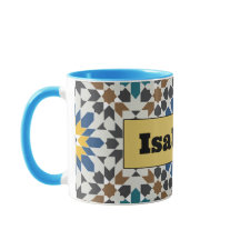 Caneca Geométrica Azul e Marrom Moderno com Person
