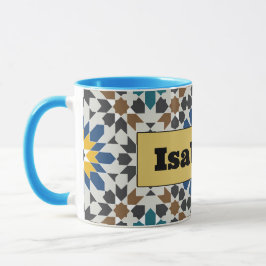 Caneca Geométrica Azul e Marrom Moderno com Person