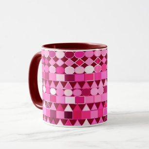 Caneca Geométrica Tribal Moderna, Borgonha e Rosa