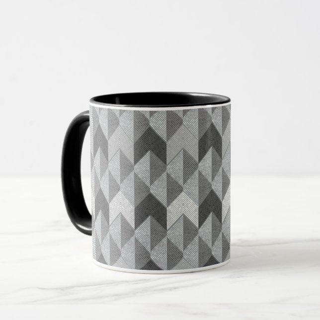 Caneca Geométrico das cinzas texturizadas. (Frente Esquerda)