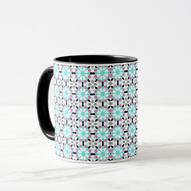 Caneca Geométrico Floral Moderno (Frente Esquerda)