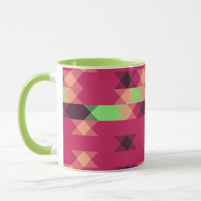 Caneca geométrico rosa e verde (Esquerda)